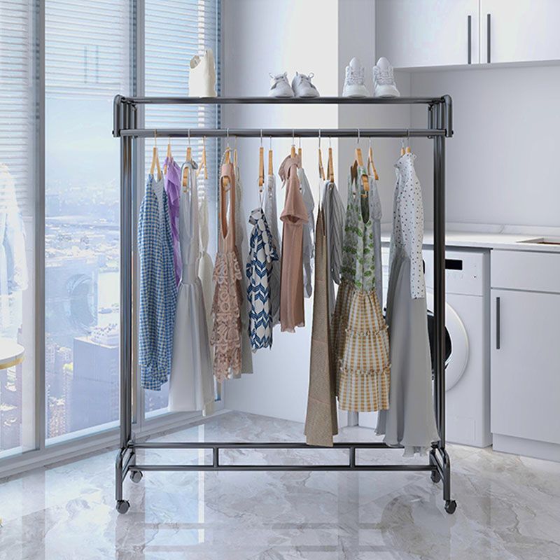 Industrial Style Coat Rack Metallic Free Standing Coat Rack with Universal Wheel