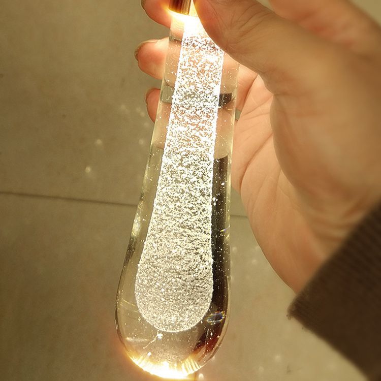 Luce a ciondolo a led lacrima oro in moderna luce in alluminio in alluminio in alluminio con tonalità di cristallo