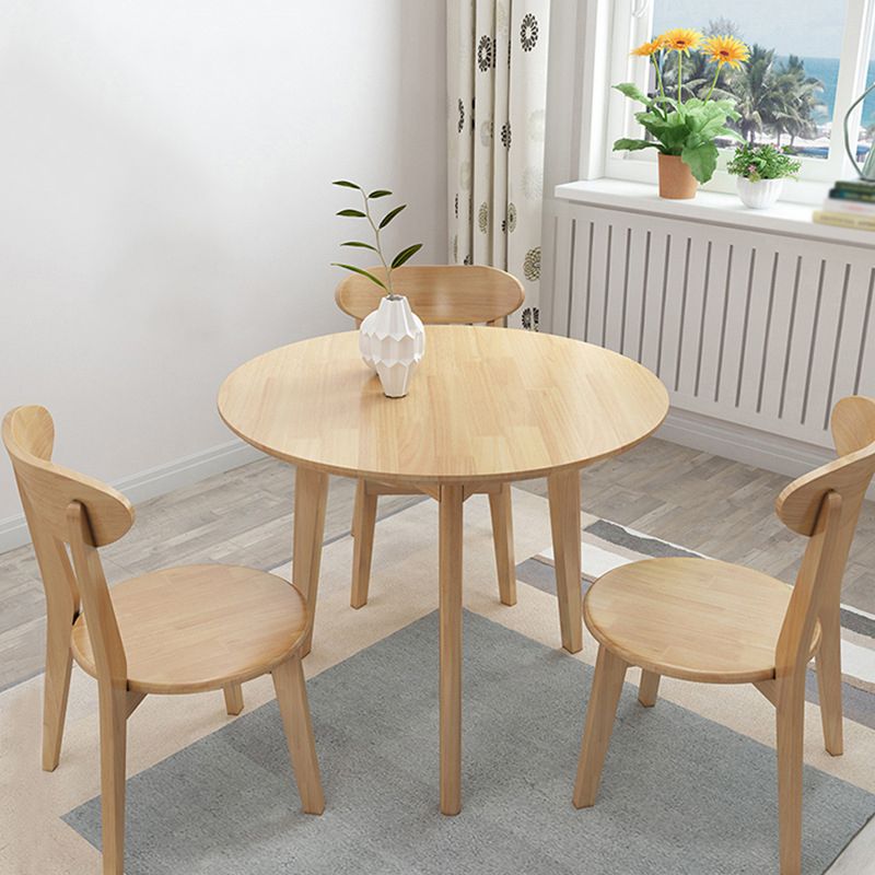 Oak Round Dining Table 4 Legs  Dining Table in Natural and Walnut