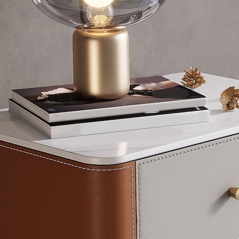 Glam Vertical Storage Chest Stone Bedroom Chest with Drawers