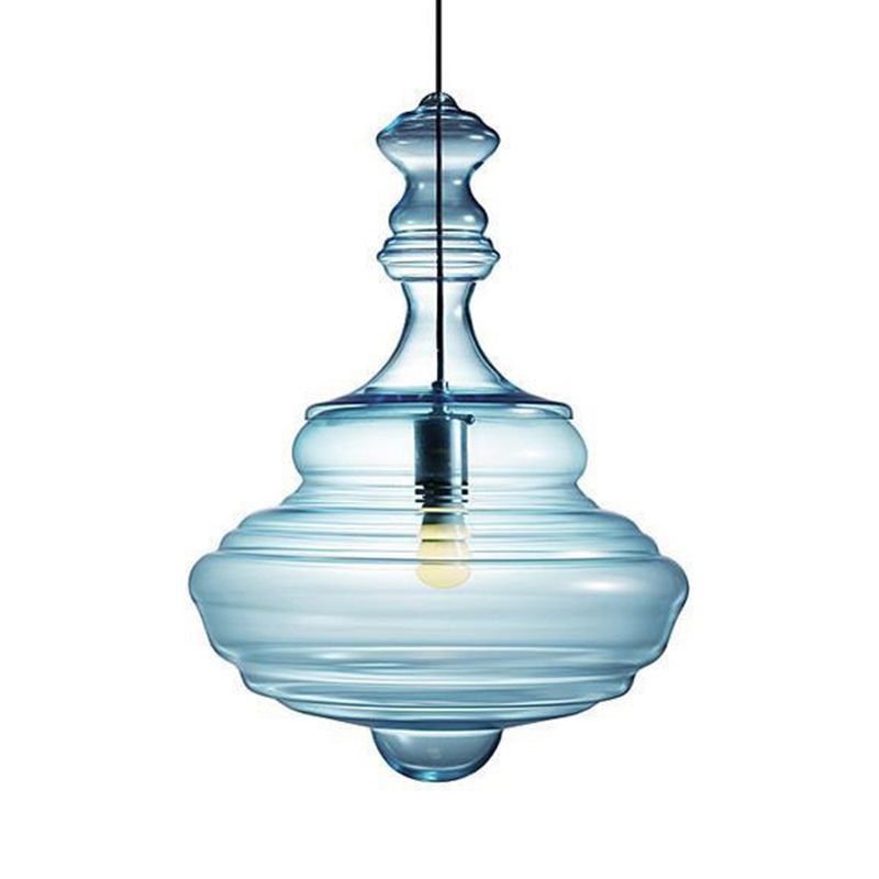 Spool contemporaneo/a sospensione Luce a sospensione Clear/Blu Fuffle Glass 1 Luce Luce a soffitto appeso