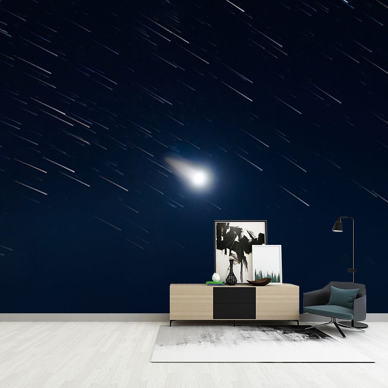 Dazzling Shooting Stars Mural Wallpaper for Bedroom, Black-White, Made to Measure