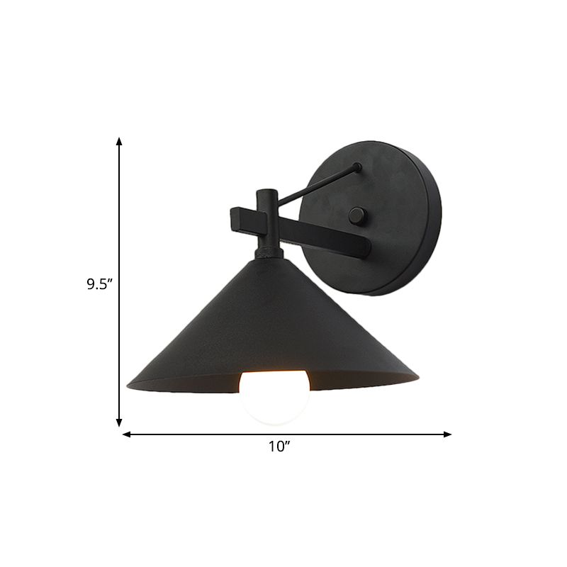 Retro Style Conical Wall Mount Lamp Single Light Metal Wall Lighting Ideas in Matte Black/Brass/Aged Silver