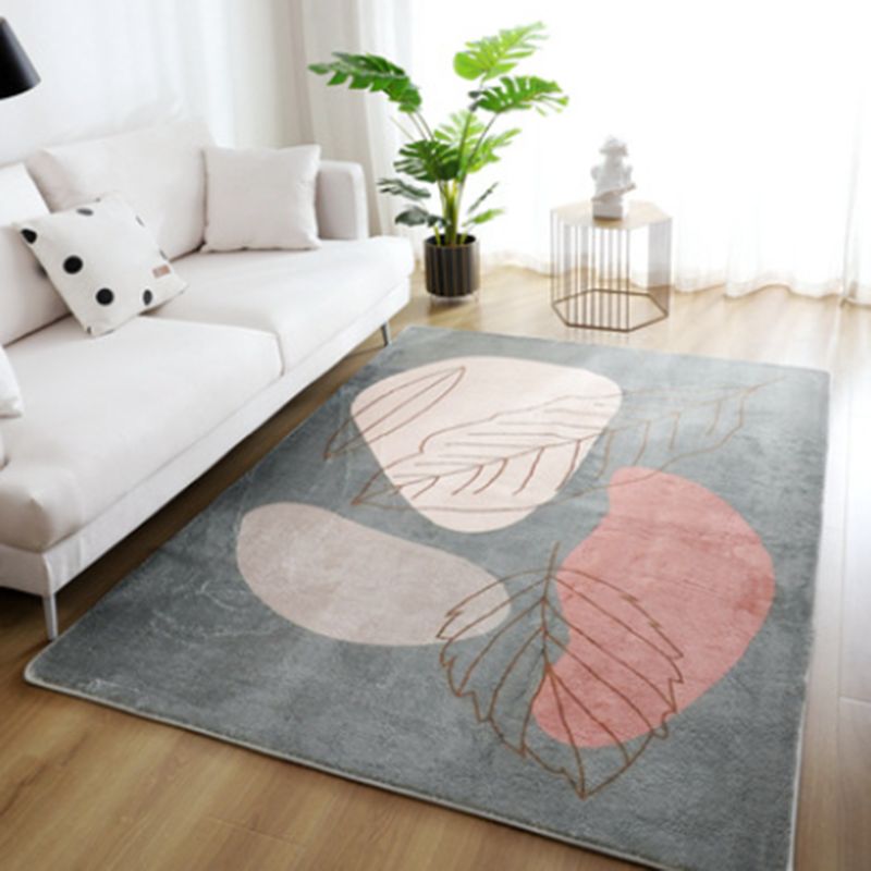 Beige Nordic Area Carpet Polyester Graphic Rug Non-Slip Backing Rug for Living Room
