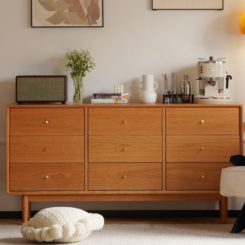 Nordic Style Solid Wood Storage Sideboard Cabinet with Drawers in Nature