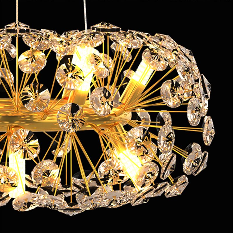 12 Lights Island Light Segnastre lampadario moderno Crystal e Metal Island Lights in oro