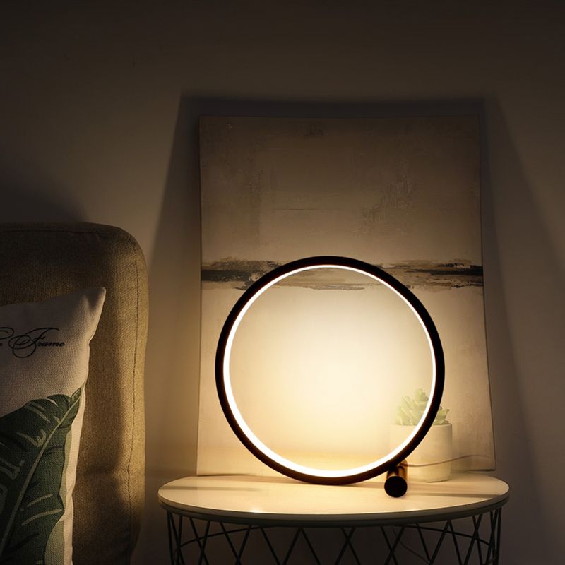 Lampada da tavolo notturna a forma di cerchio moderna 1 comodino leggero lampada