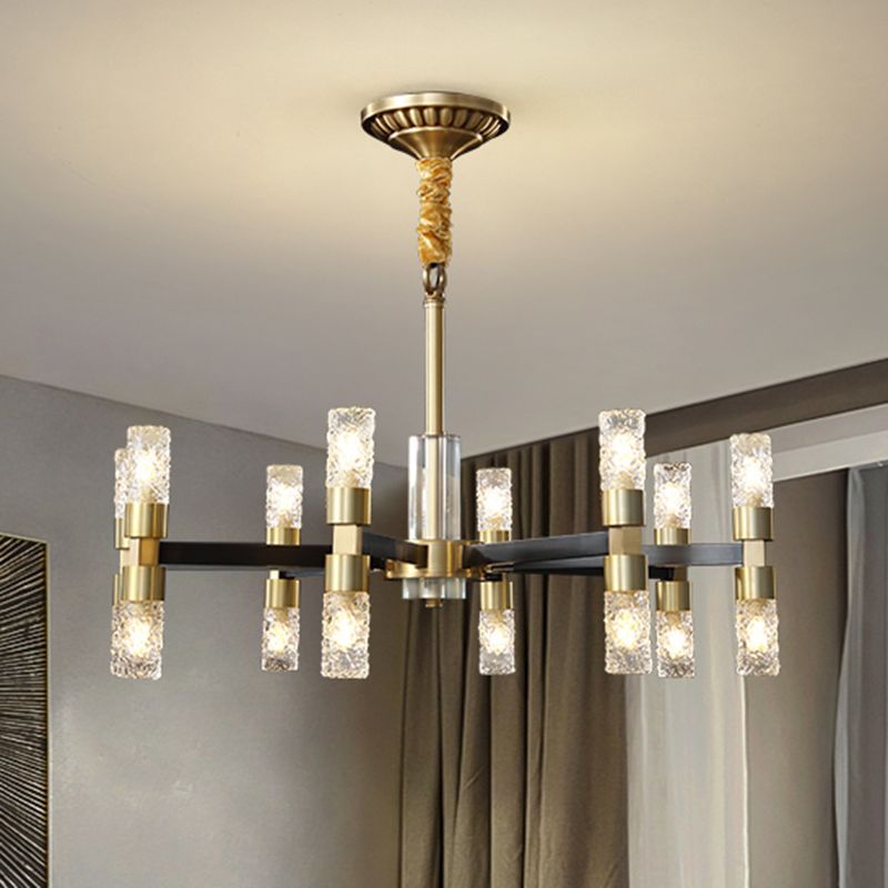 Minimalist Cylindrical Chandelier Pendant Light Metal Dinning Room Hanging Light Kit in Gold