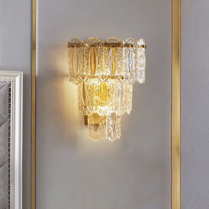 Multiple-Light Geometric Wall Light Fixture Modern Crystal Wall Sconce Light