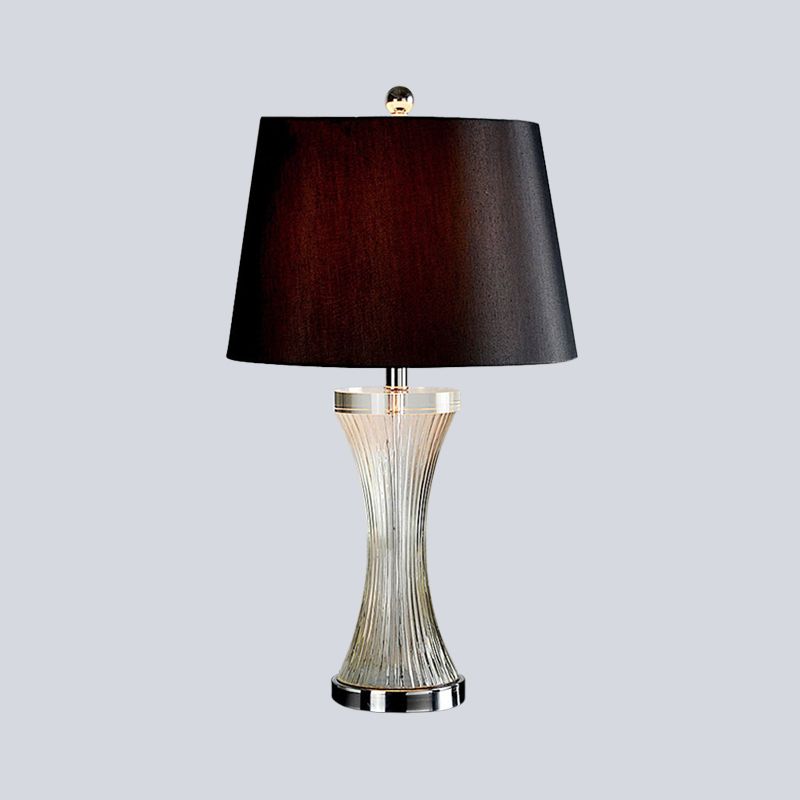 1 tête de salon lampe de table Simplicité Blanc / Black Desk Light With Barrel Fabric Obelle