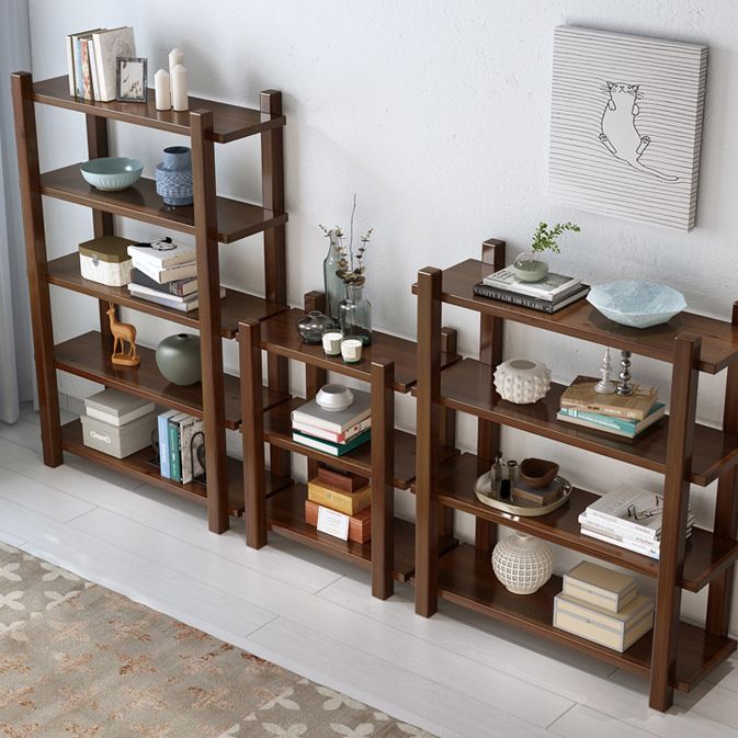 Modern Style Open Back Bookshelf Solid Wood Bookcase for Home