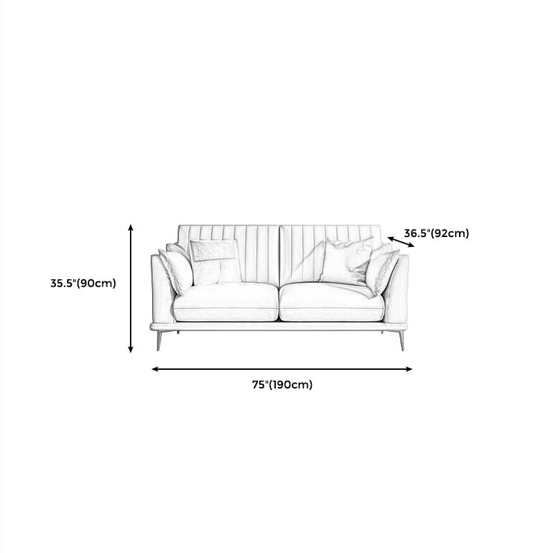 Modern Style Solid Wood Base Namib & White Leather Rectangular Sofa
