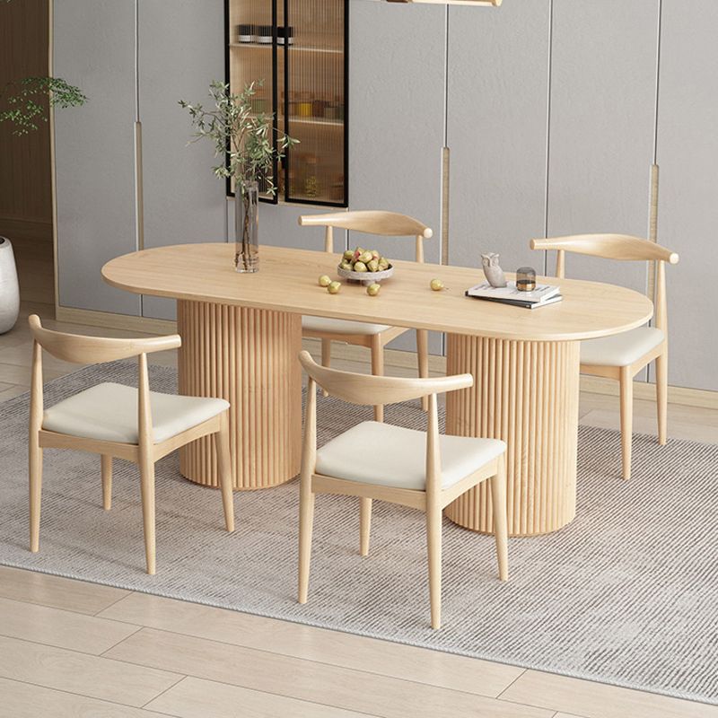 Contemporary Style Dining Oval Table Dining Wooden Table for Restaurant with Wood Legs