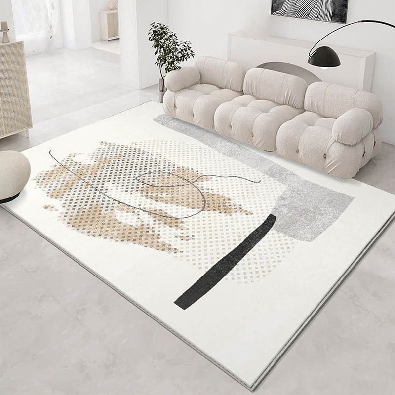 Apricot Line Rug Polyester Modern Rug Washable Rug for Living Room