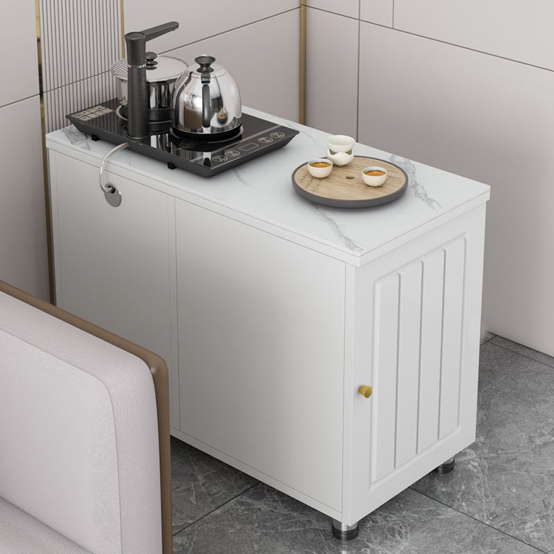 Rectangular Stone Side Table 24.41" Tall 2-Door End Table with Storage