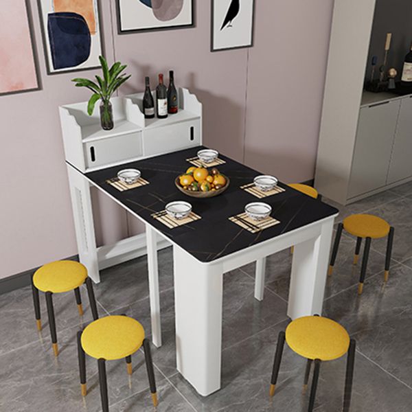 73'' Artificial Foldable Dining Table Extendable Rectangle Table with 5 Legs