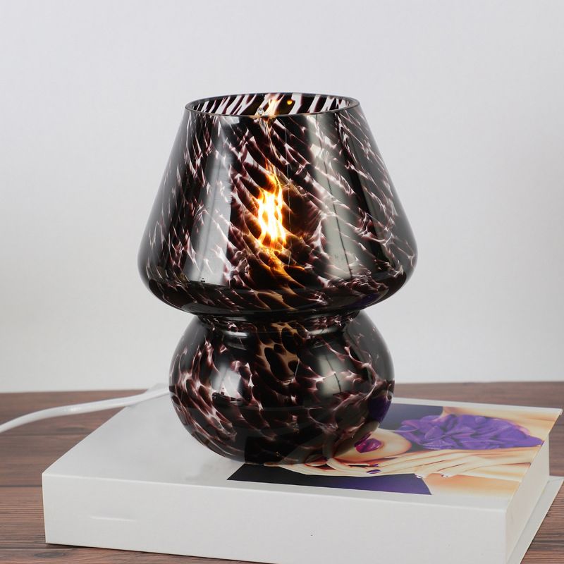 Lámparas de mesa nocturna de champiñones Modernas luces de 1 luces con sombra de vidrio para sala de estar