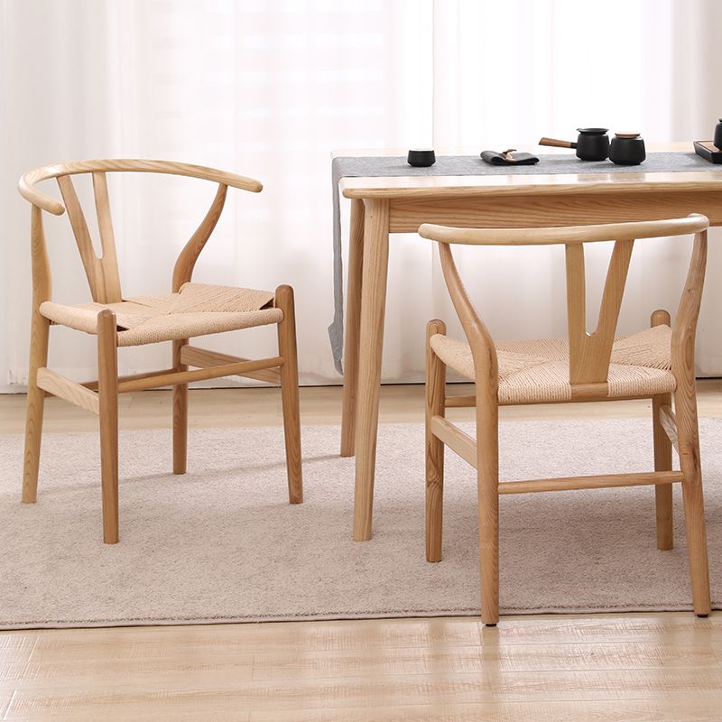 Silla auxiliar de cocina contemporánea de madera con cojín de color, sillón de comedor Wishbone
