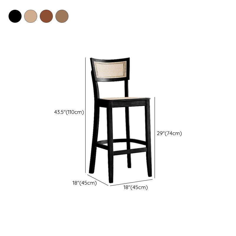 Contemporary Solid Wood Frame Stool Low Back Armless Bar Stool