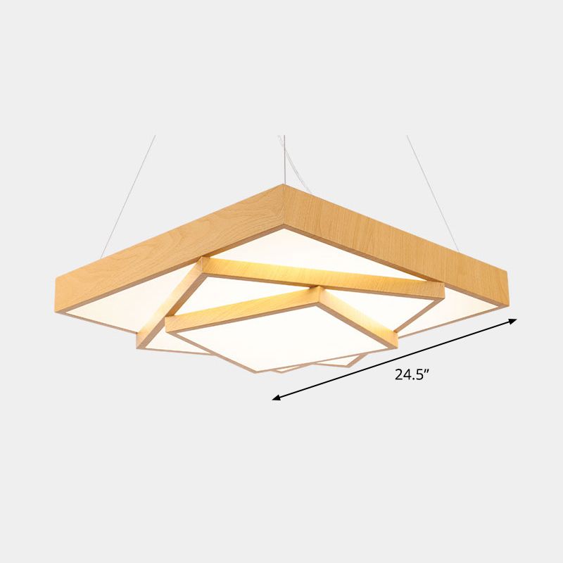 Luce a sospensione a led quadrata a livello Light MODER MODER MODER MODERY OFFICE IN LIGHT LEGNO