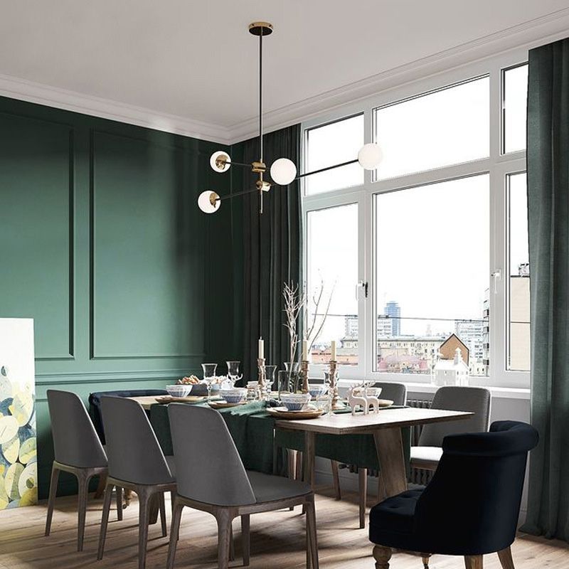 Lámpara de lámpara de suspensión industrial negro globo de vidrio múltiples luces colgantes de techo colgante