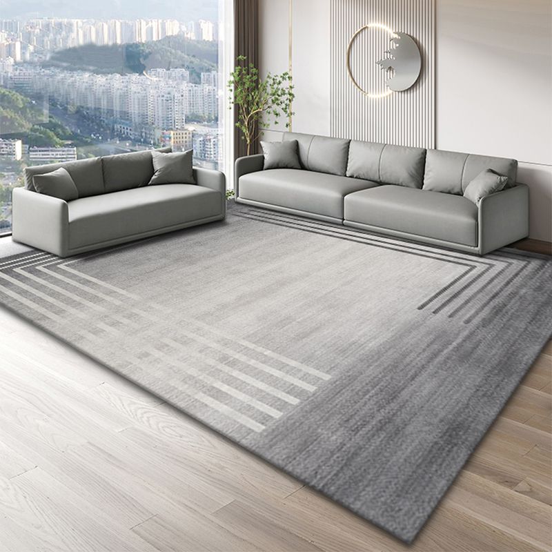Grey Modern Area Carpet Geometric Pattern Polyester Area Rug Stain Resistant Area Rug for Home Decor
