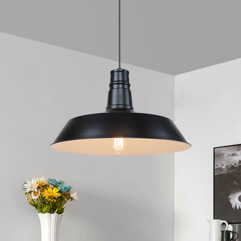 10 "/14" W Vintage Scheune Anhängerlampe 1 Glühbirnen -Aluminium Deckenbehandlung in Schwarz/Weiß/Rot für Esszimmer