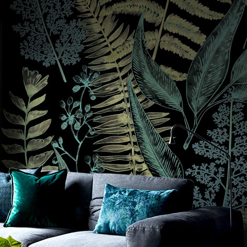 Simplicity Tropical Leaves Wall Covering Guest Room Wall Mural Decal, Made to Measure