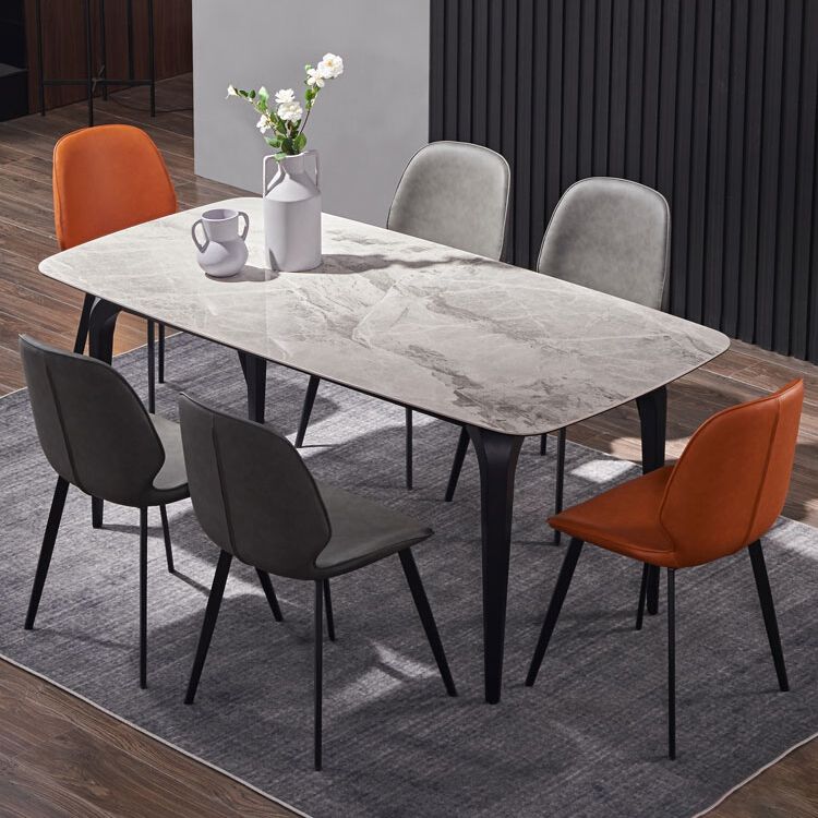 Modern Rectangle Dinette Set 1/2/4/5/7 Pieces Dining Table Set with Grey Sintered Stone