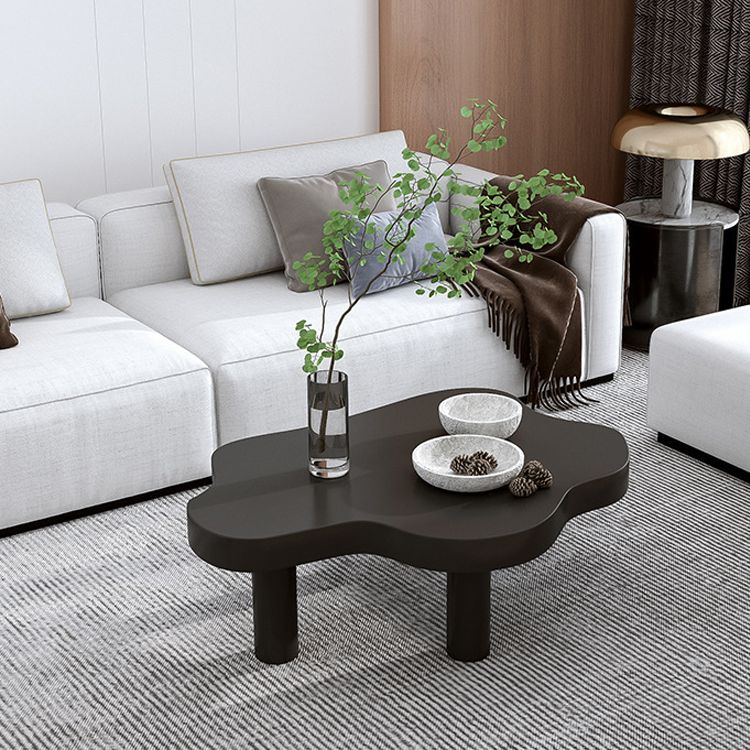 Scandinavian Coffee Table in Free Form with 3 Pine Wood Legs