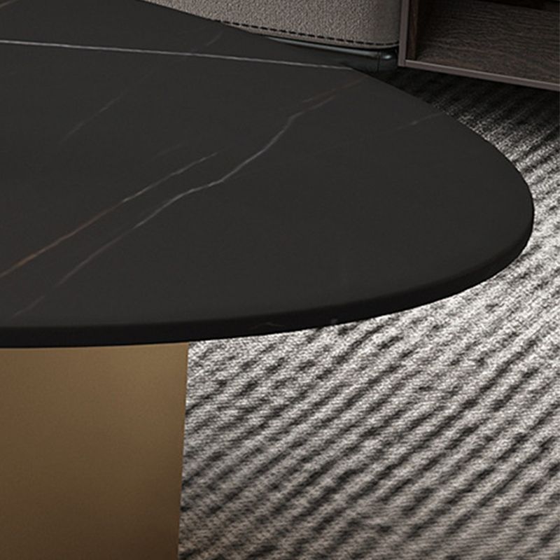 Oval Slate Coffee Table Glam 2 Legs Coffee Cocktail Table, 15.74" High