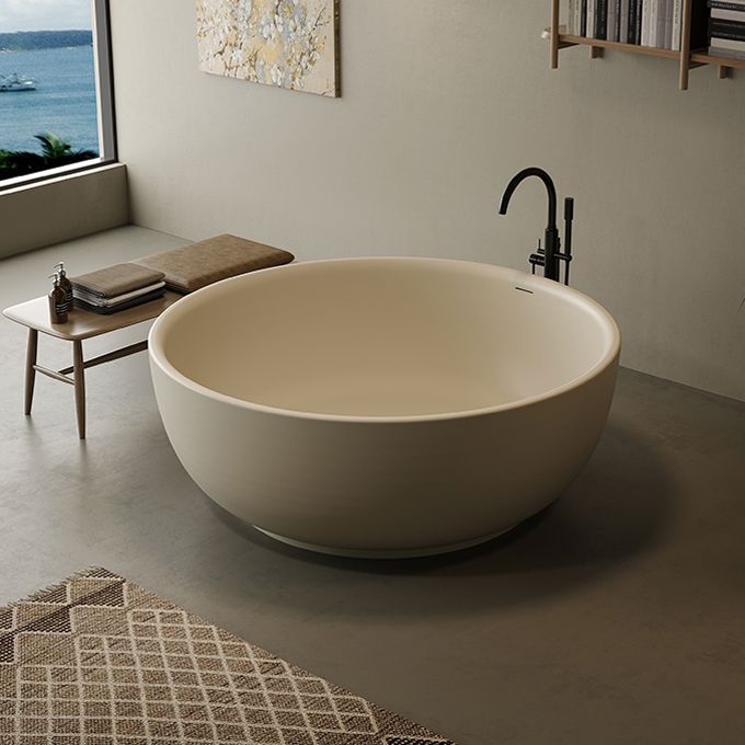 Antique Finish Soaking Bathtub Round Stand Alone Modern Bath Tub
