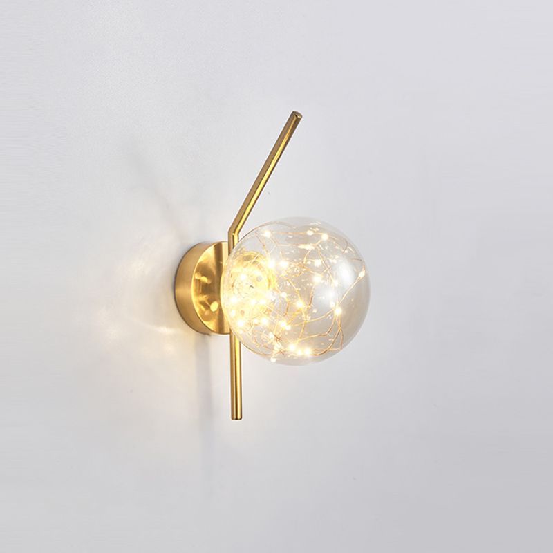 Glass Globe LED Wall Light in Modern Luxury Style Wrought Iron Wall Lamp for Interior Spaces