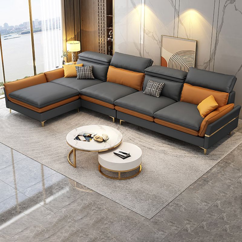 4-seat Faux Leather Sectional Sofa 31.50" High Sofa for Living Room