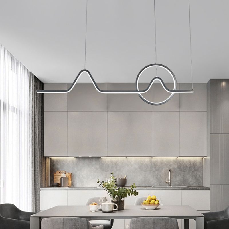 Estilo moderno lineal isla colgante de metal simple luz de metal para restaurante