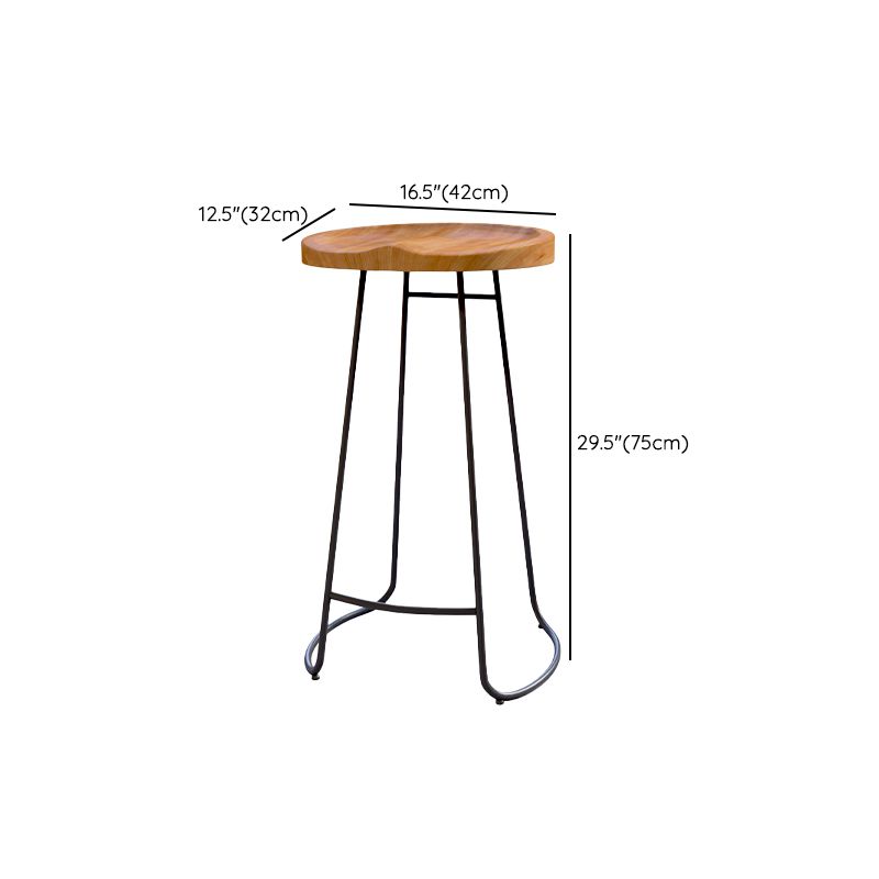 Armless Dining Stools Modern Bar Stools with Black Metal Base