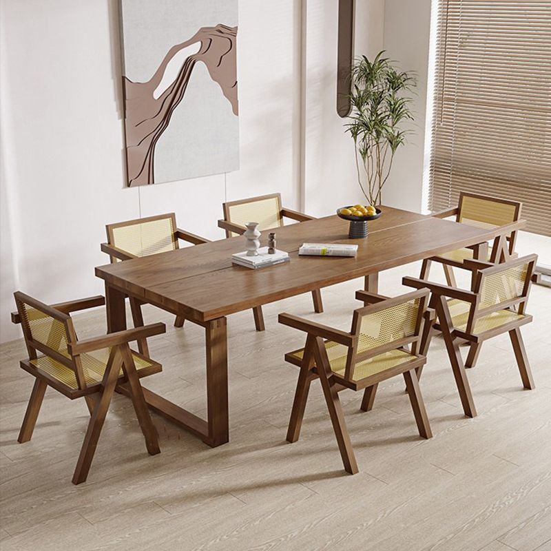 Dinner Room Dining Table Solid Wood Sled Base Rectangle Dining Table