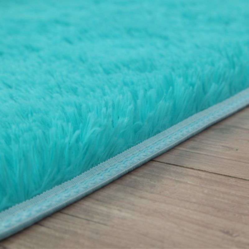 Alfombra de dormitorio redondea área de pelusa sólida poliéster alfombra de interior resistente a manchas casuales
