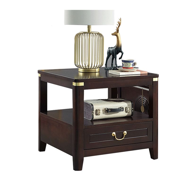 Square Accent Side Table Solid Wood Four-Leg Sofa Side Accent Table