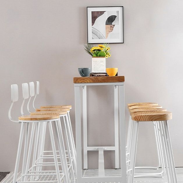 Contemporary Backless Counter Stool Pine Wood Armless Barstool with White Sled Base