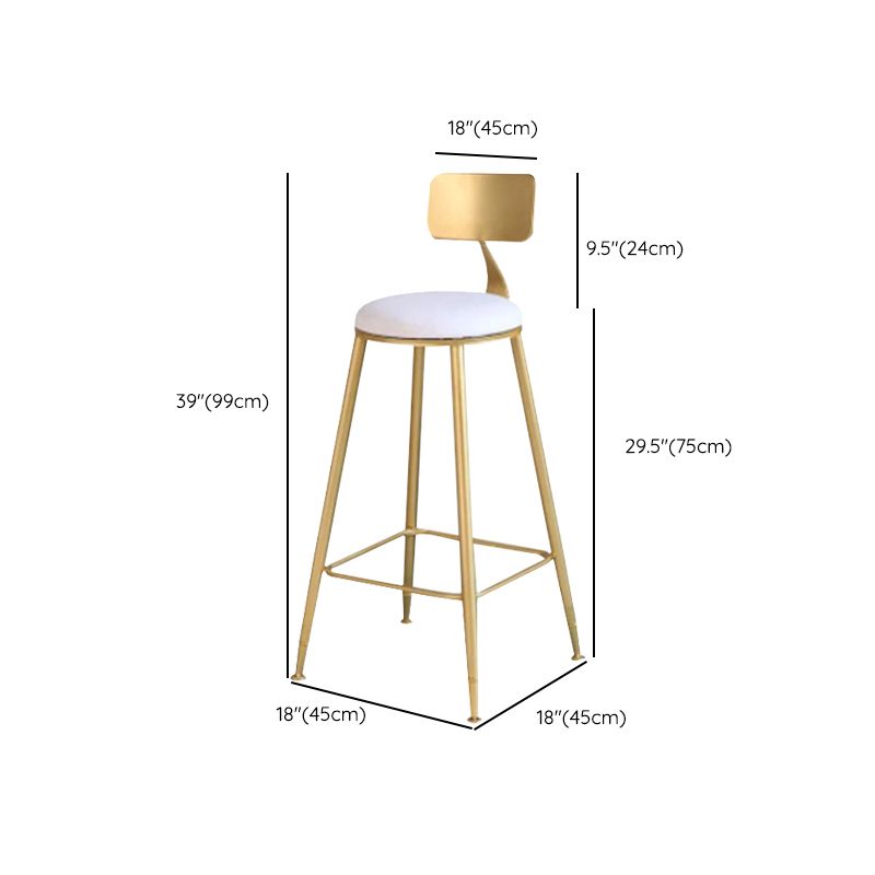 Glam Upholstered Counter Stool Low Back Stool with Gold Frame