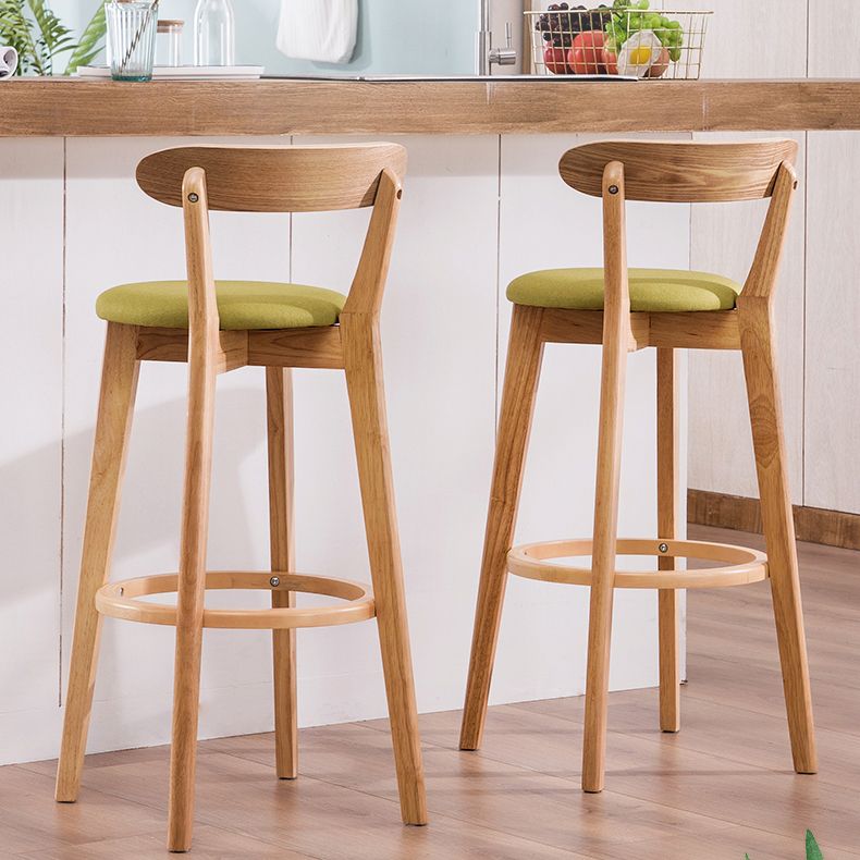 Contemporary Bar Stool Armless Wood Low Back Bar Stool with Footrest