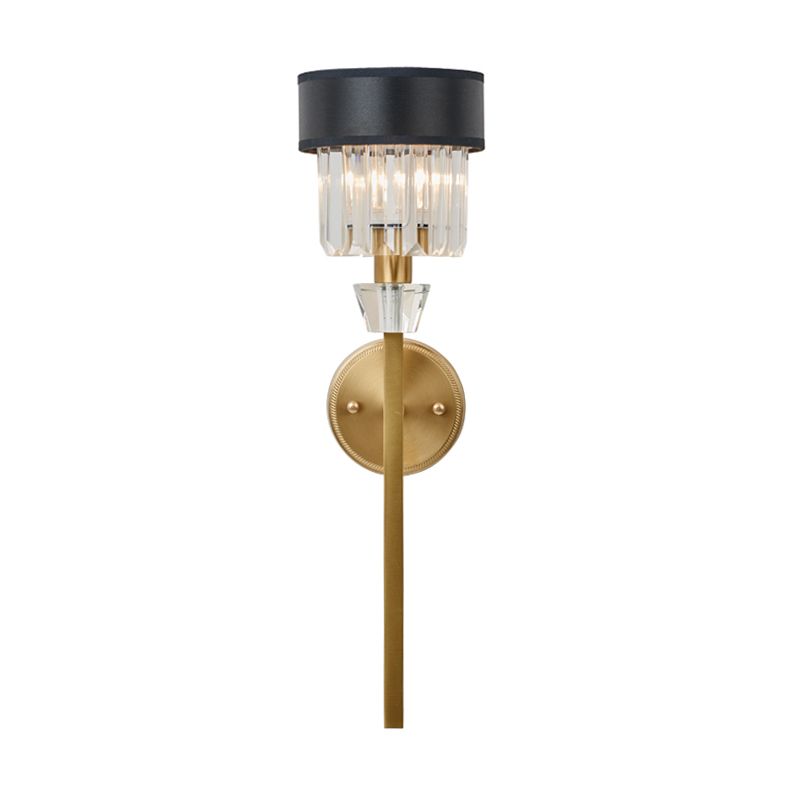 Moderno 1 luce a monte leggera Light con cristallo e tessuto in ottone in ottone in ottone muro di sconde