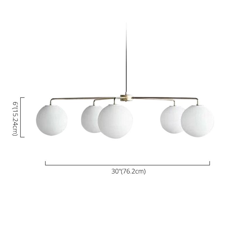 Modern Minimalist Chandelier Light Fixture Spherical White Glass 5 Light Ceiling Chandelier for Living Room