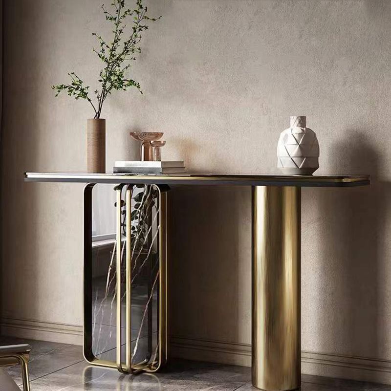 Glam Iron Console Accent Table Scratch Resistant with 2 Legs for Hall