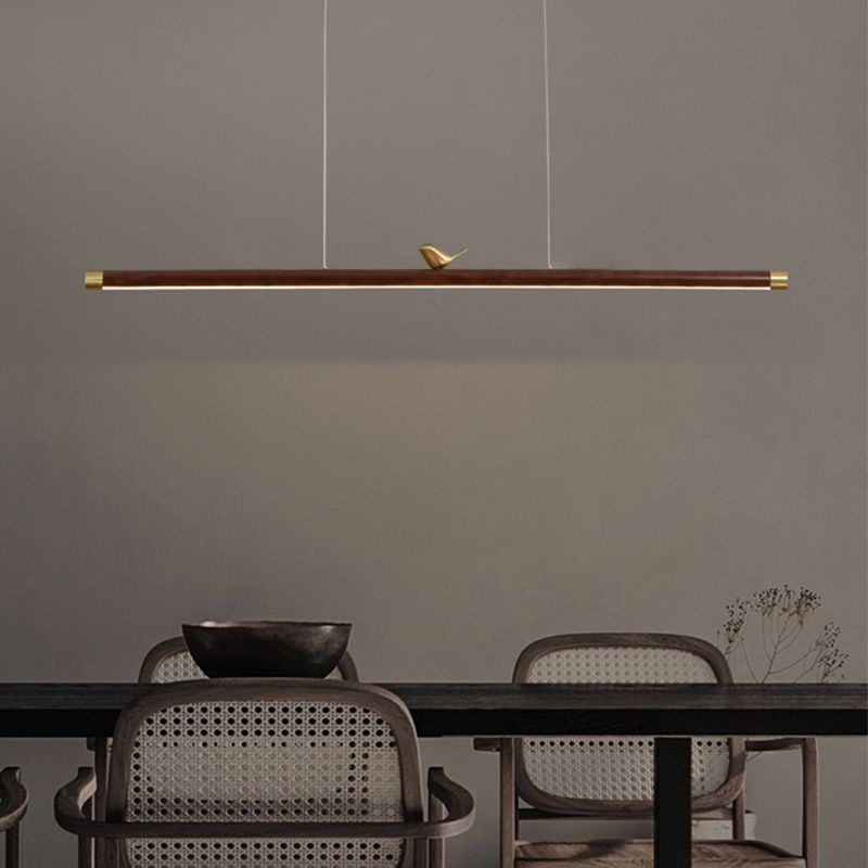 Modern Pendant Lighting Island Spherical Hanging Island Light Wood 1-Light