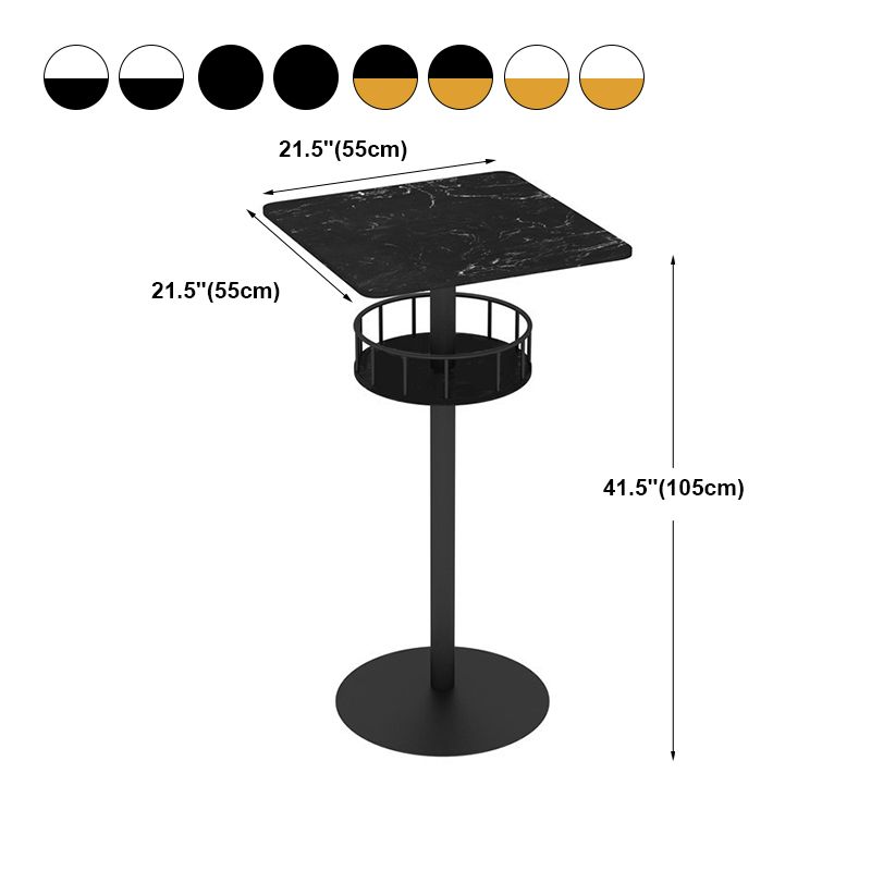 Contemporary Bar Dining Table Indoor Pedestal Marble Top Bar Height Table 42-Inch Top