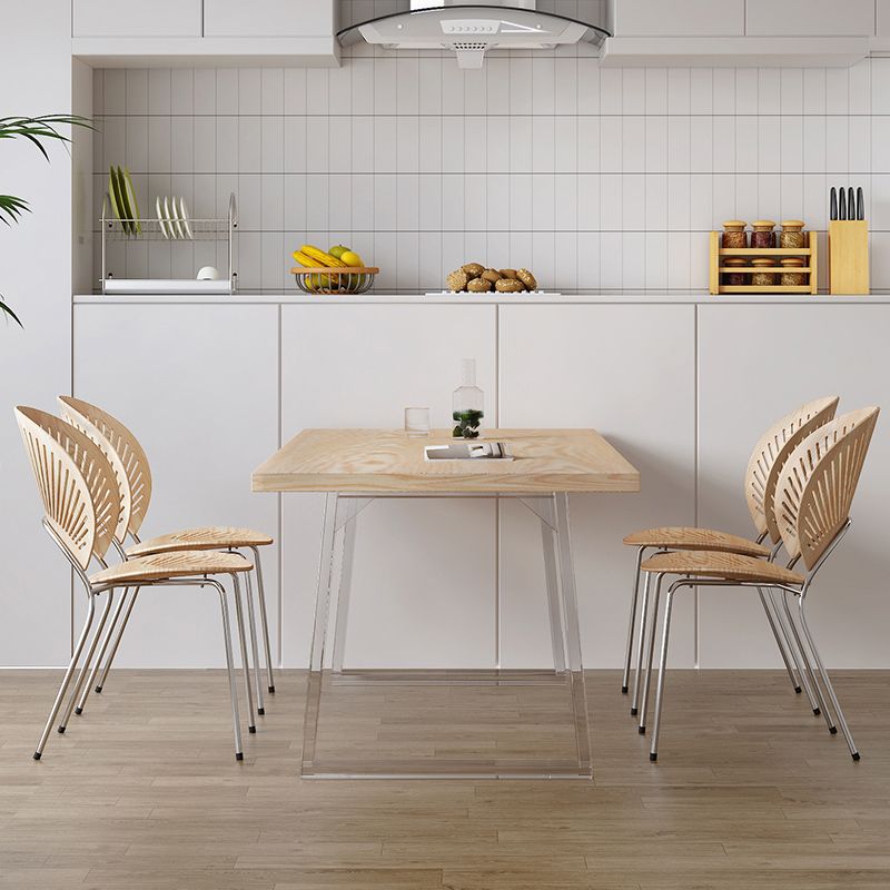 Industrial 1/2/5 Pieces Furniture Solid Wood Rectangle Dining Set in Natural