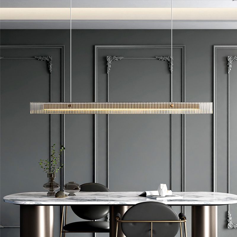 Moderna isla simple de metal rectangular en forma rectangular 1 Light Island Light para restaurante