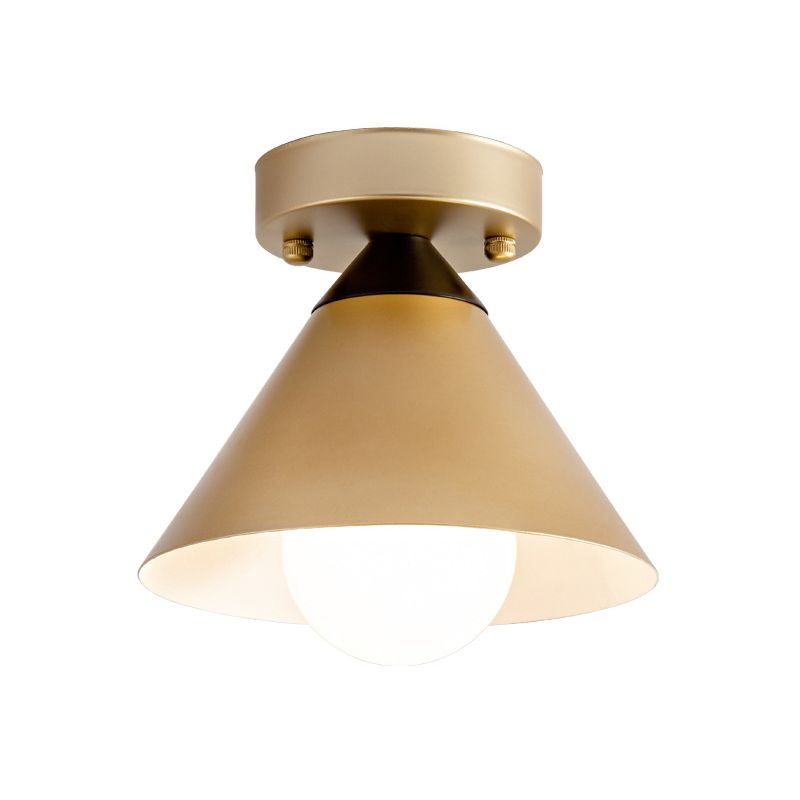 Single Modern Golden Flush Mount Lighting Metal Ceiling Light for Bedroom